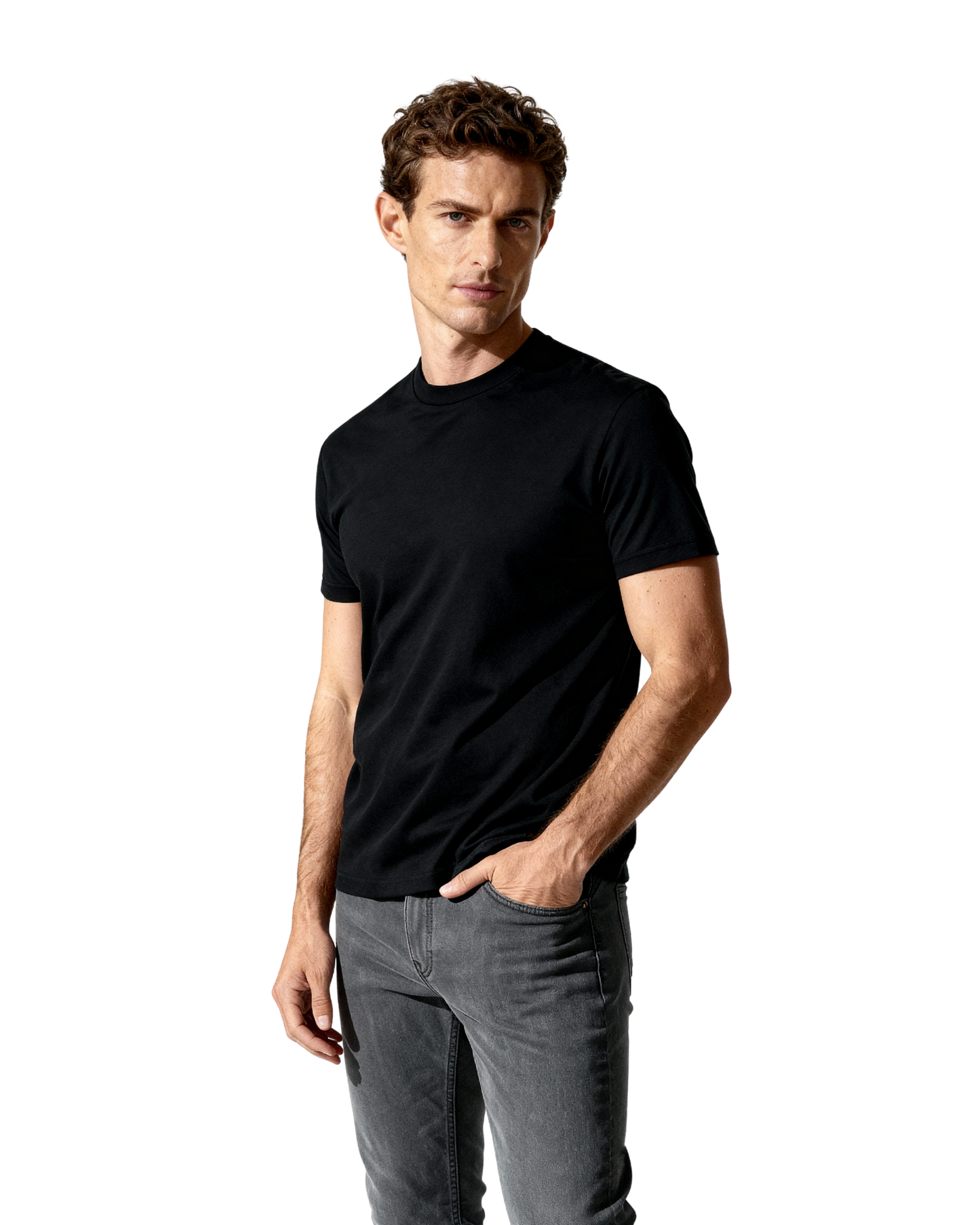 Men’s Crew Neck T-Shirt – Black (4-Pack, Slim Fit)