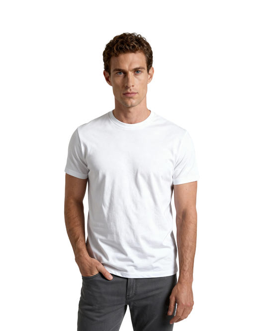 Men’s Crew Neck T-Shirt – White (4-Pack, Slim Fit)