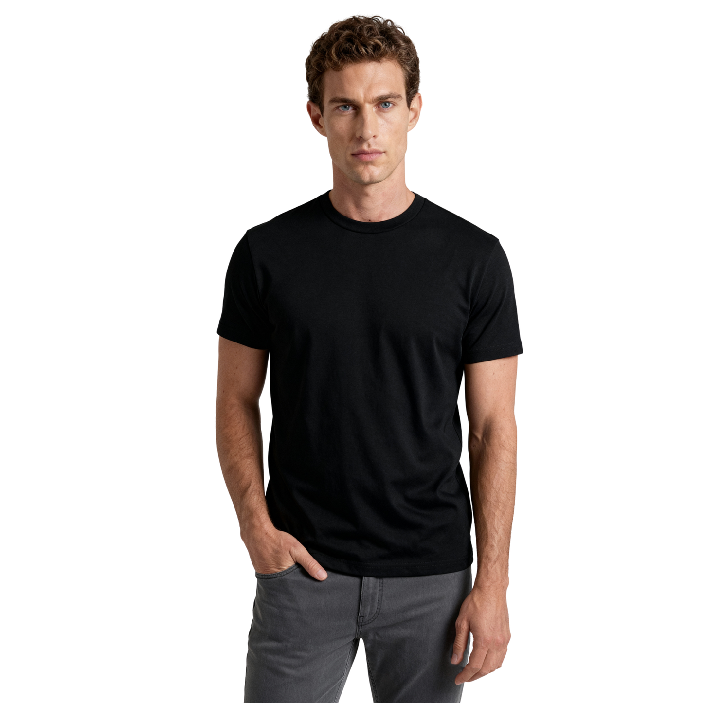 Men’s Crew Neck T-Shirt, Short Sleeve Slim Fit Solid Tee