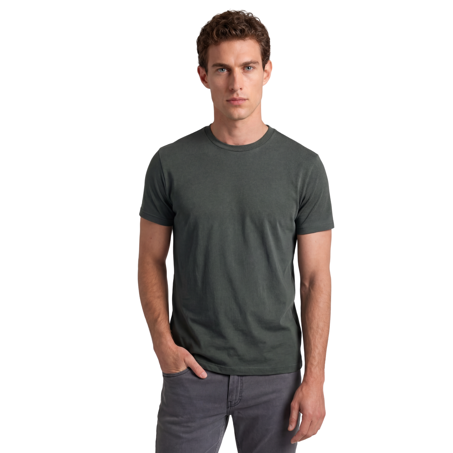 Men’s Crew Neck T-Shirt, Short Sleeve Slim Fit Solid Tee