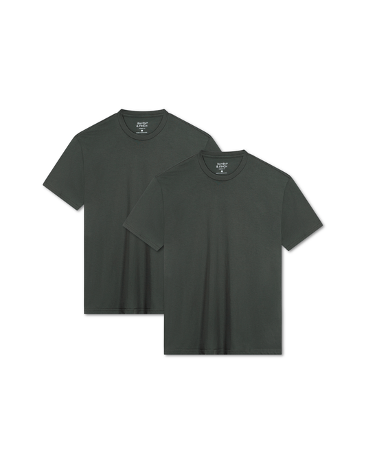 Men’s Crew Neck T-Shirt, Short Sleeve Slim Fit  (Pack of 2)