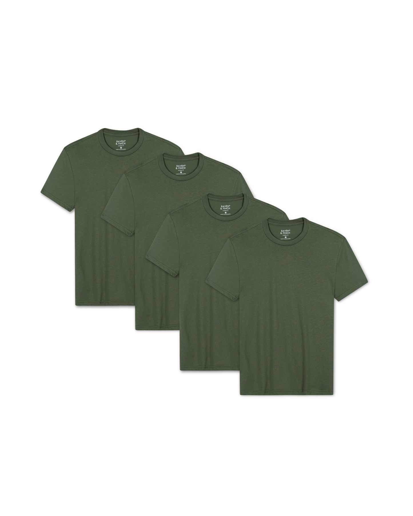 Men’s Crew Neck T-Shirt – Military Green (4-Pack, Slim Fit)