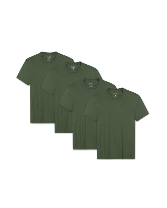 Men’s Crew Neck T-Shirt – Military Green (4-Pack, Slim Fit)