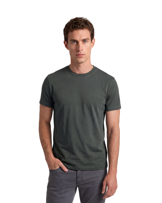 Men’s Crew Neck T-Shirt, Short Sleeve Slim Fit Solid Tee, Carbon