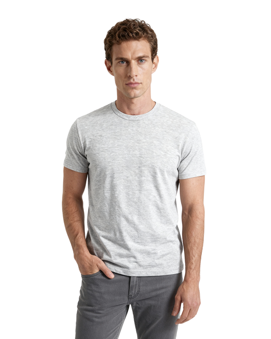 Men’s Crew Neck T-Shirt, Short Sleeve Slim Fit Solid Tee, Heather Gray