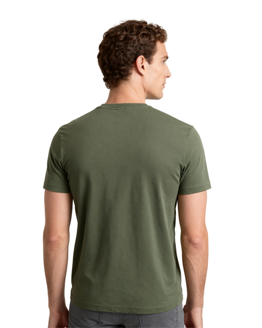 Men’s Crew Neck T-Shirt, Short Sleeve Slim Fit Solid Tee, Military Green