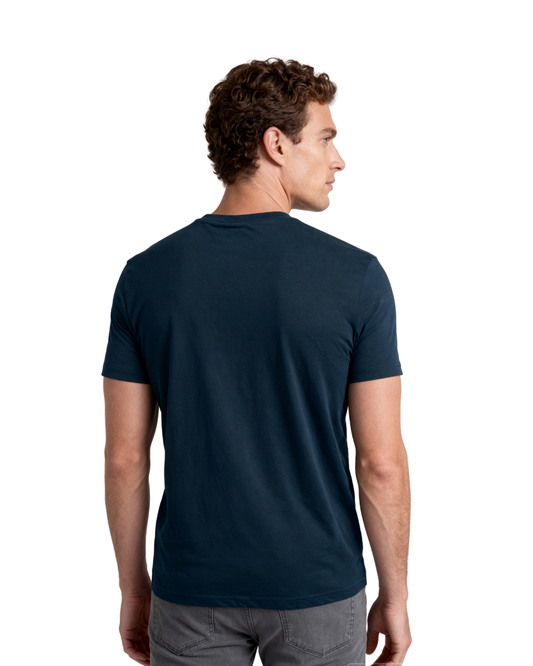 Men’s Crew Neck T-Shirt, Short Sleeve Slim Fit Solid Tee, Navy Blue