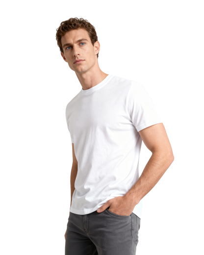 Men’s Crew Neck T-Shirt, Short Sleeve Slim Fit Solid Tee