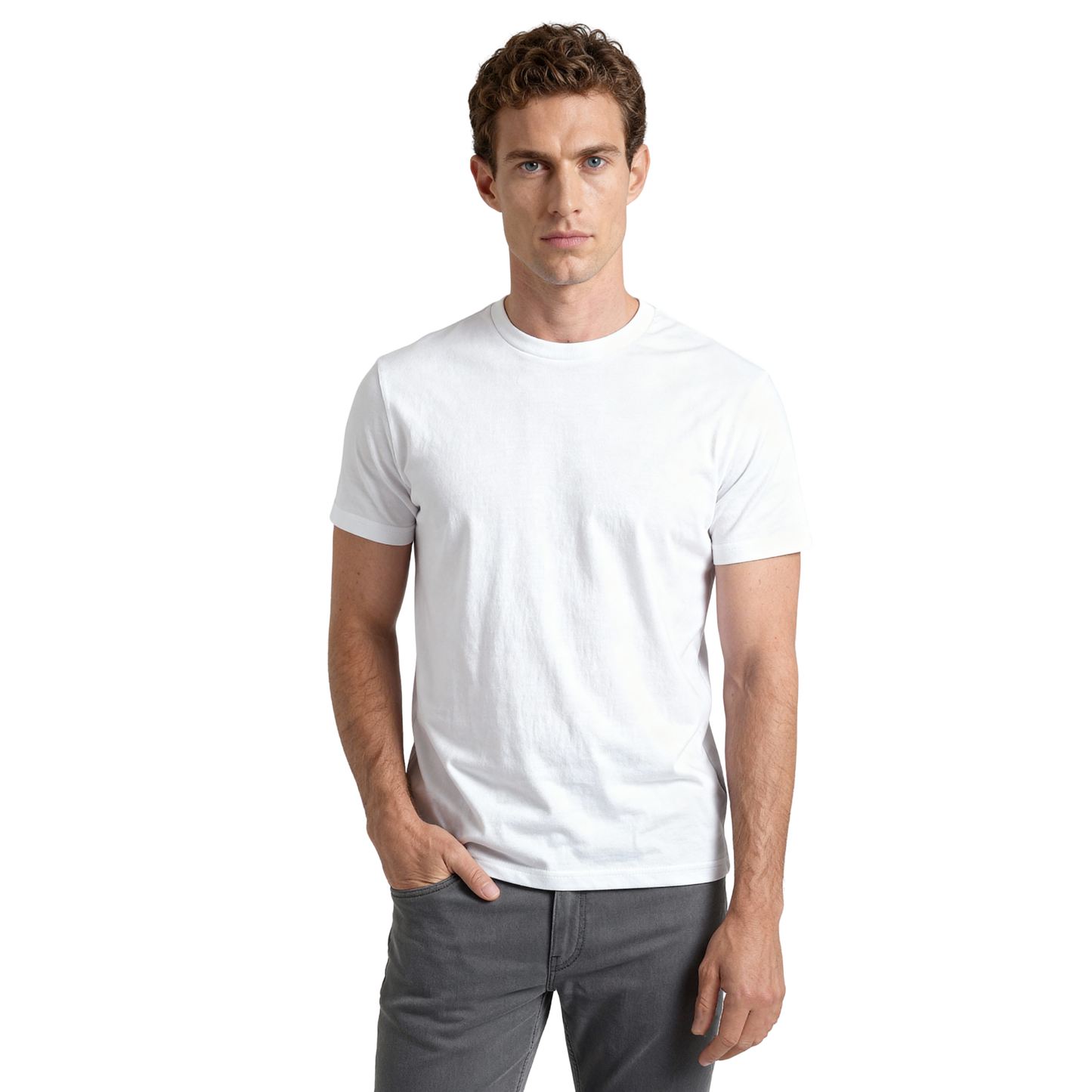 Men’s Crew Neck T-Shirt, Short Sleeve Slim Fit Solid Tee