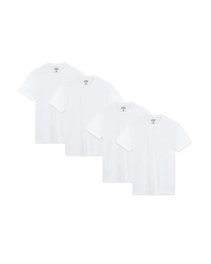 Men’s Crew Neck T-Shirt – White (4-Pack, Slim Fit)